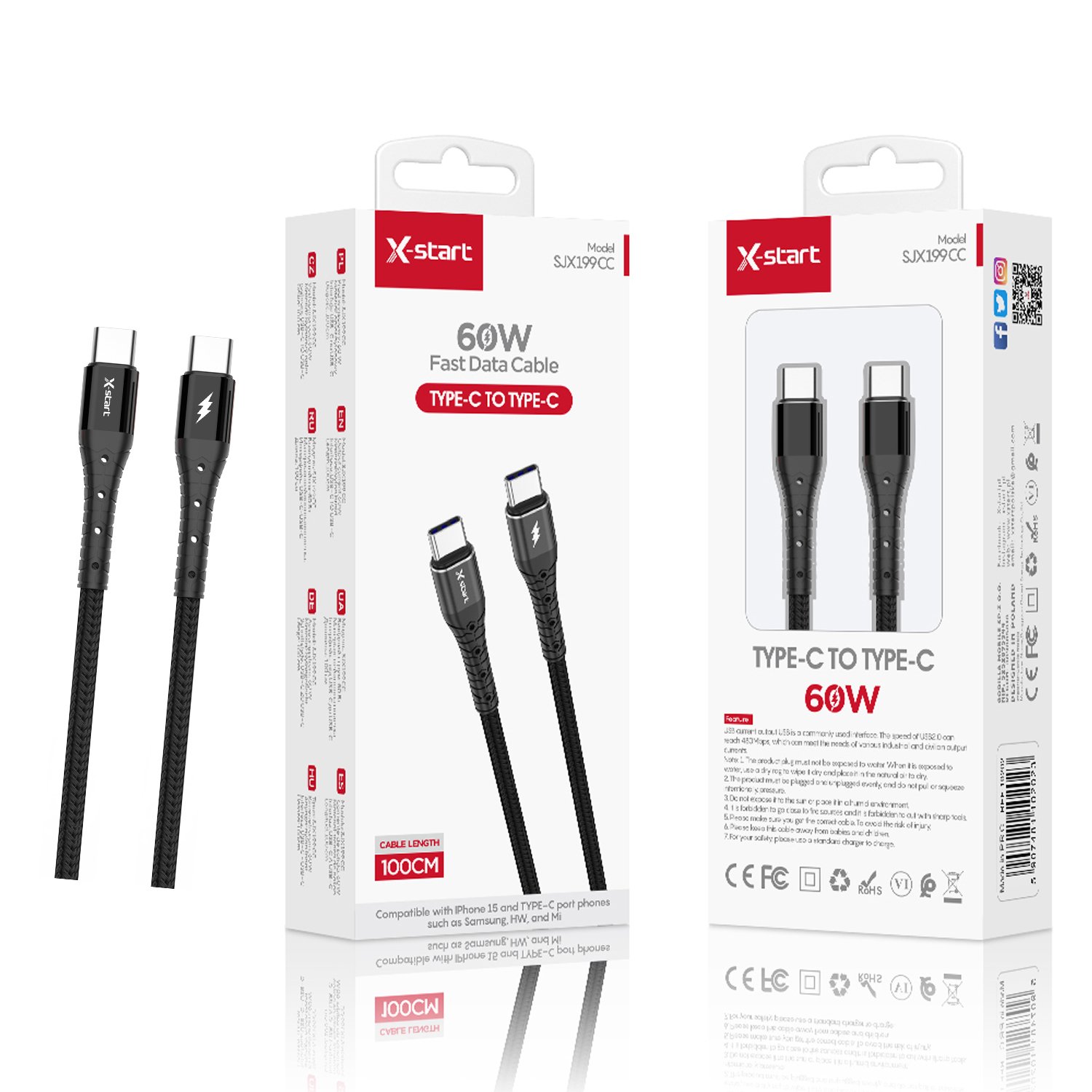 10202 SJX199 Type-C to Type-C Fast Charging Cable – 100W High-Speed Data Cable - Image 1