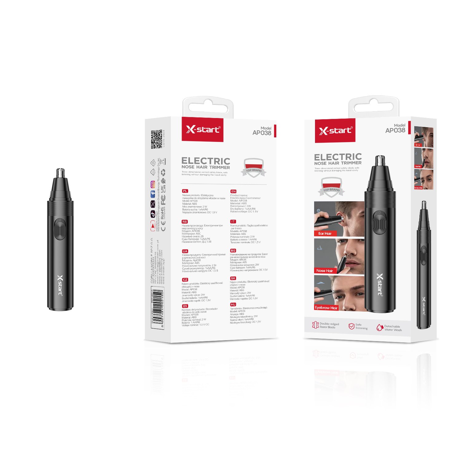 20215 AP038 电动鼻毛修建器 Black Electric Nose Hair Trimmer 2W 1xAA 1.5V ABS Shell 预售 - Image 1