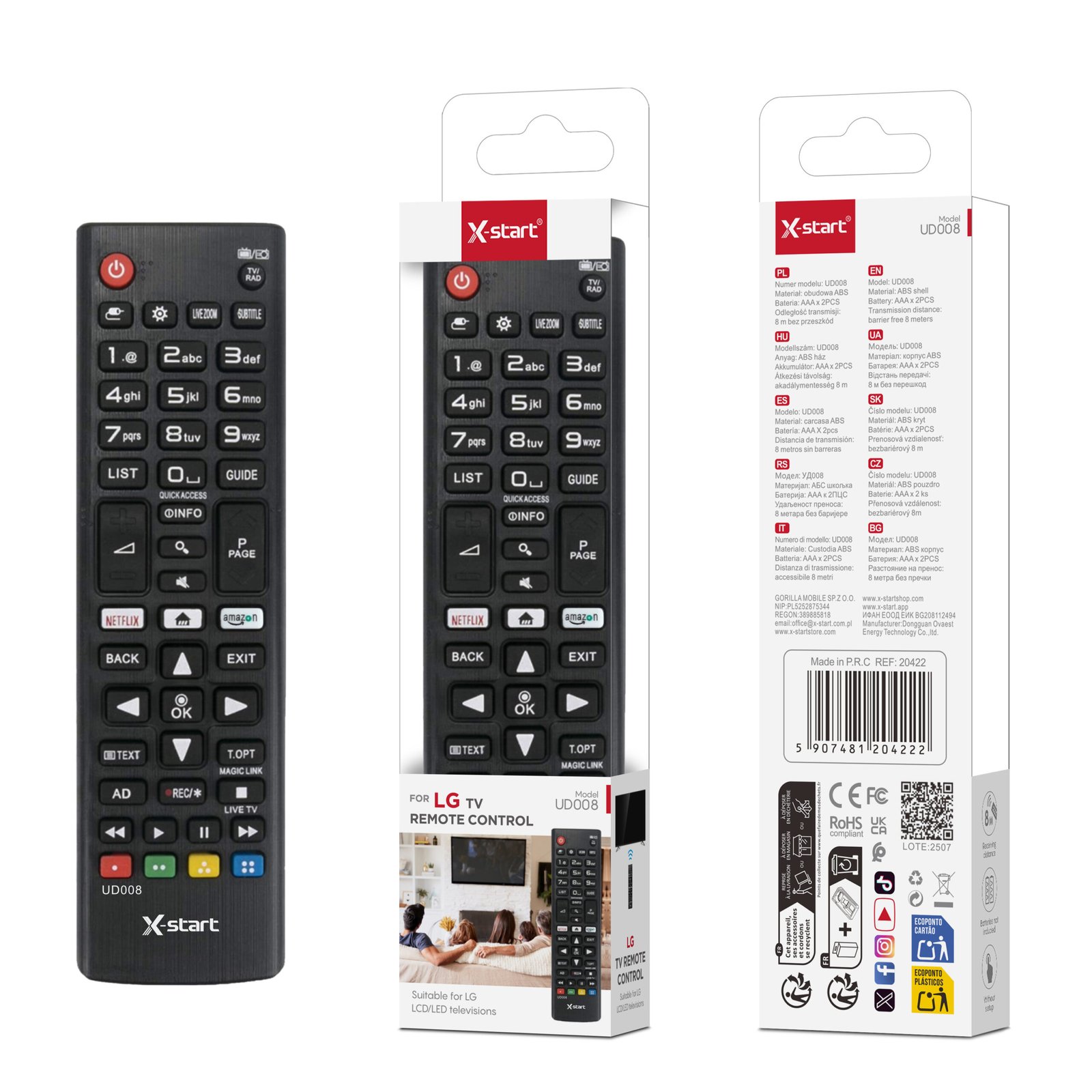 20420 UD006 通用型电视遥控 Black Smart TV Universal Remote Control, AAA x 2pcs Battery, Compatible with most smart TV remote replacements, no matching required, ABS shell - Image 1