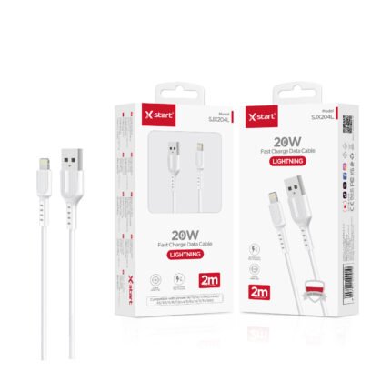 SJX204L 快充数据线White 20W Fast Charging Data Cable, 2M Length, USB-A to Lightning, PVC Outer Sheath