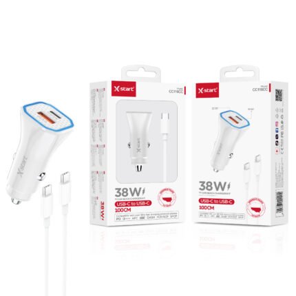 CC116CC 车载快速充电套装White 38W Car Fast Charging Kit, 1m cable, 12-24V