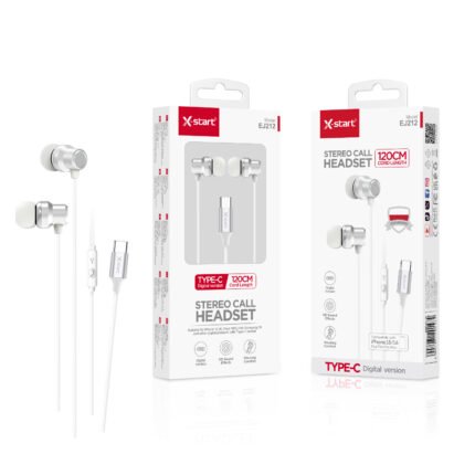 EJ212 入耳式有线耳机Silver In-Ear Wired Headphones with Microphone, 1.2m, 16Ω, 95±3dB, Digital Version, Type-C Plug, Smart Controls, TPE Outer Sheath