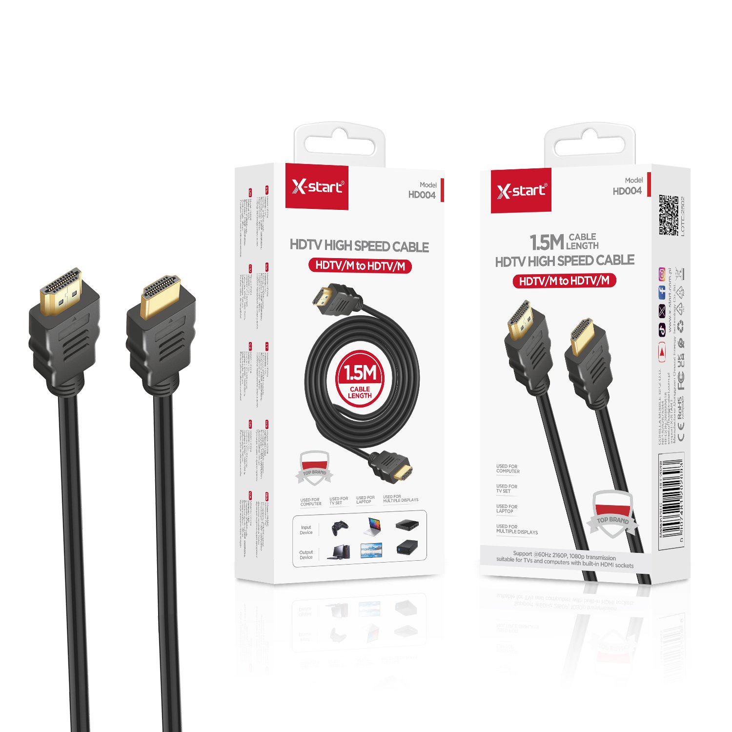 20269 HD004 视屏线1080P Black HDTV Cable, 1.5m long, HDTV/M to HDTY/M @60Hz, PVC sheath - Image 1
