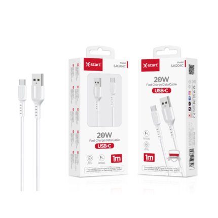 SJX204C 快充数据线White 20W Fast Charging Data Cable, 1M Length, USB-A to USB-C, PVC Outer Sheath